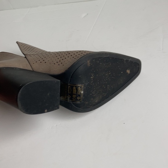 Qupid Mesh V Cut bootie faux leather closed pointy toe side cut 4” dark taupe - Picture 8 of 16